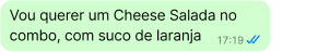 Mensagem do cliente no chat