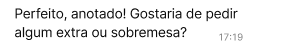 Confirmacao de pedido no chat